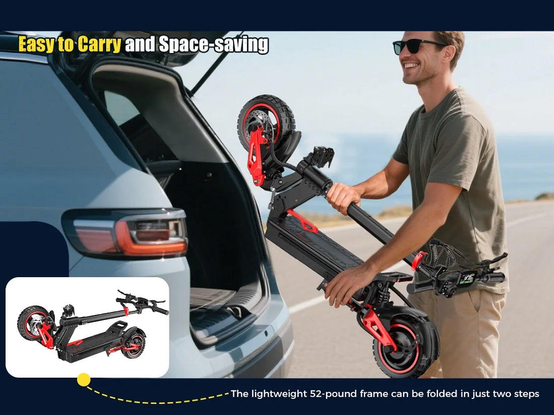 11 inch beach off-road inflatable tire electric scooter 1600W48V18AH lithium battery intelligent folding mini electric scooter