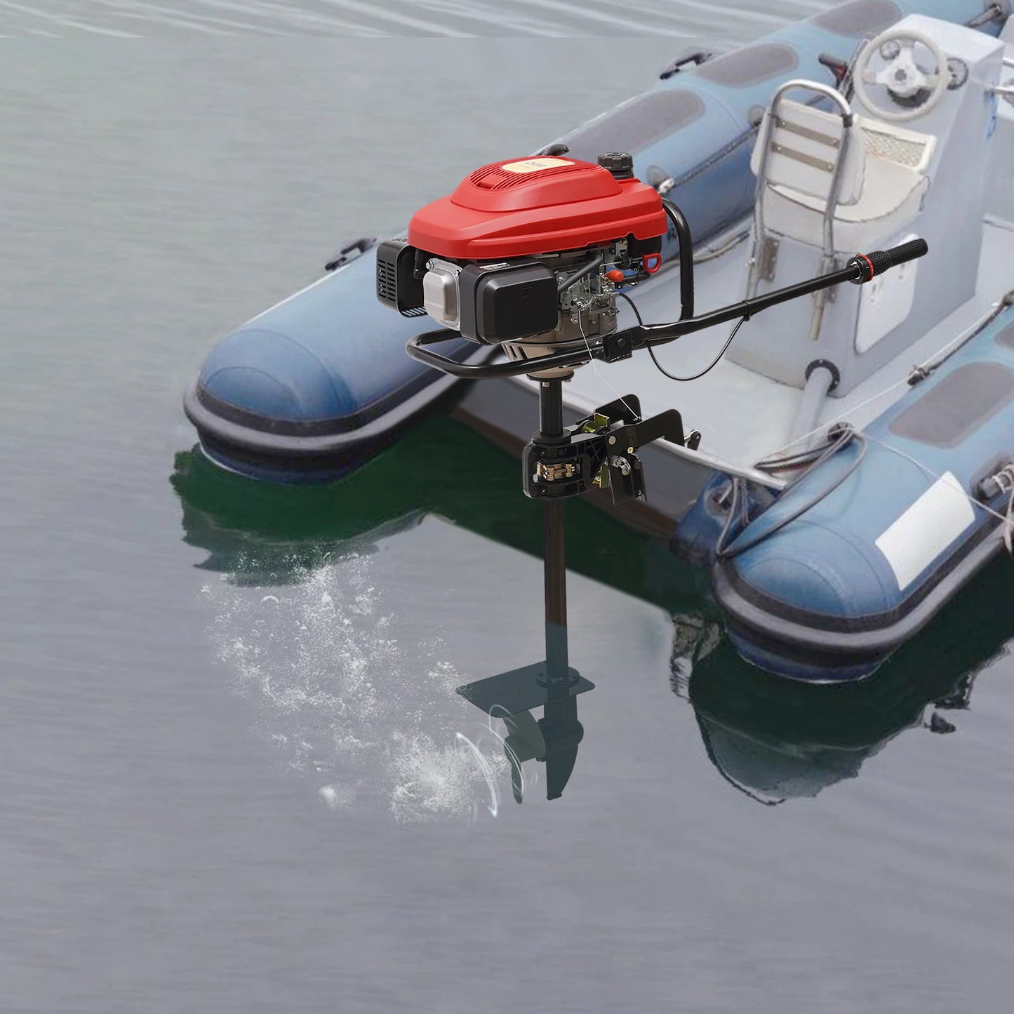 7.5HP 4 Stroke Outboard Motor 200CC 3.5KW Gasoline Engine Heavy Duty Marine Fishing Boat Engine CDI Air Cooling System 3600RPM