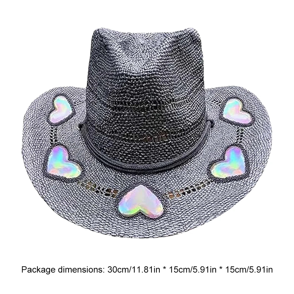 Straw Western Cowboy Hat
Out Curled Wide Brim Sun Hat Fishing Hat Climbing Cap for Women Men