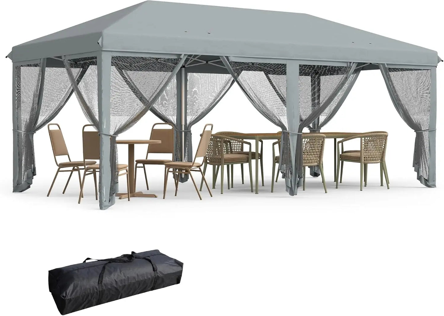 10' x 20' Pop Up Canopy Tent with Netting, Heavy Duty Instant Sun Shelter, Large Tents for Parties with Carry Bag