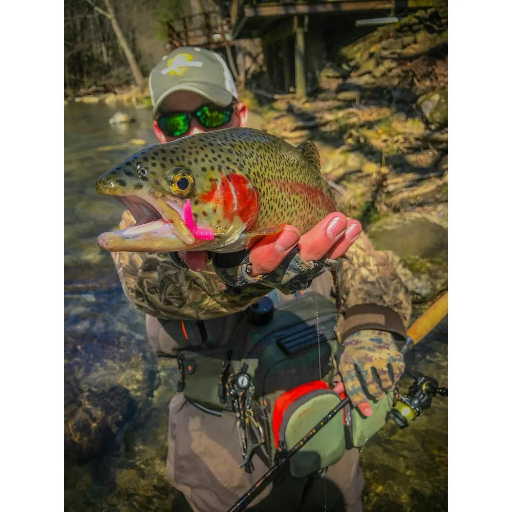 Neon Softbait Kit 85pc with 7 Colors Split-Tail Grubs Shad-