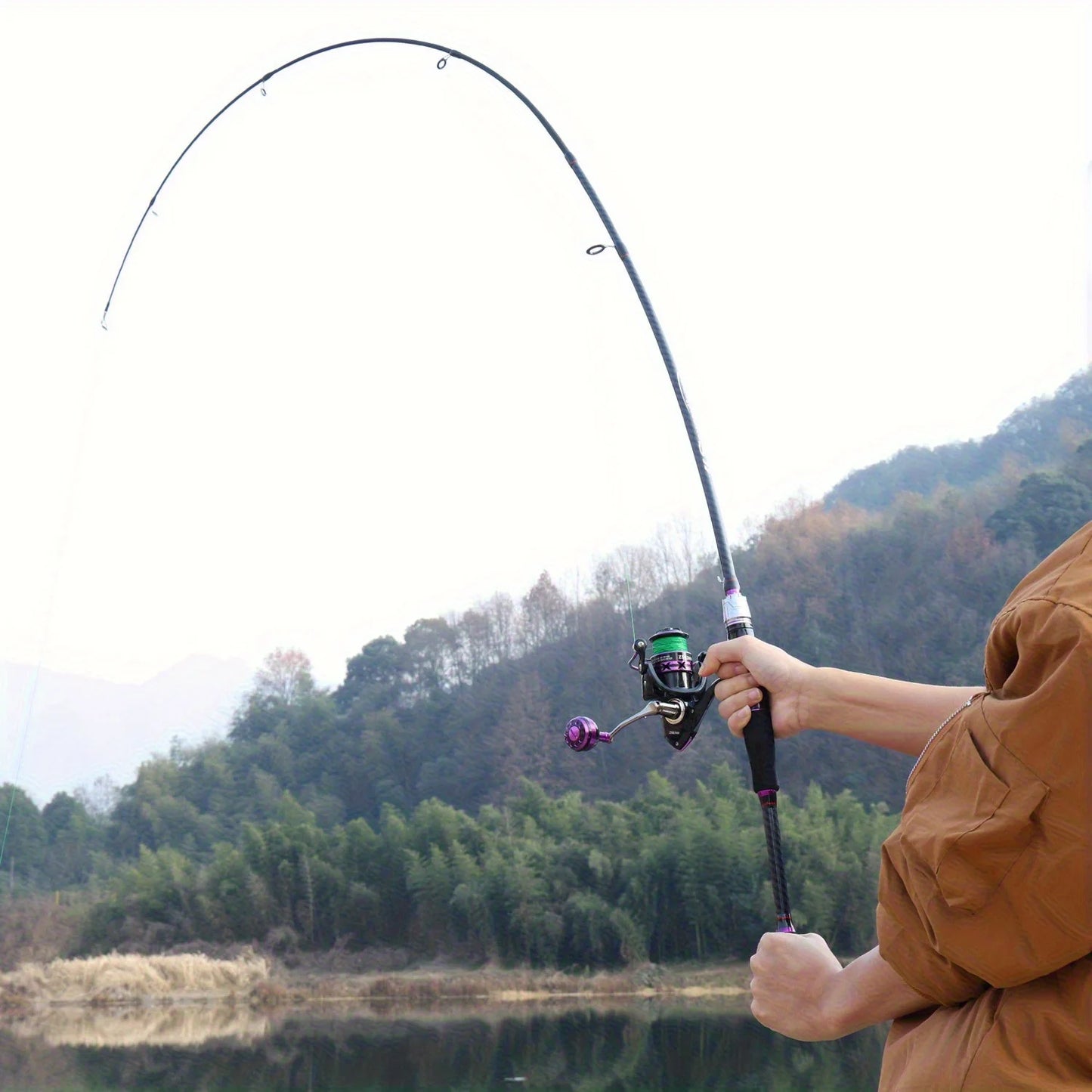 180cm Telescopic Fishing Rod Carbon Fiber, Fast Action for Long Cast, Black Purple Color, for Freshwater & Saltwater