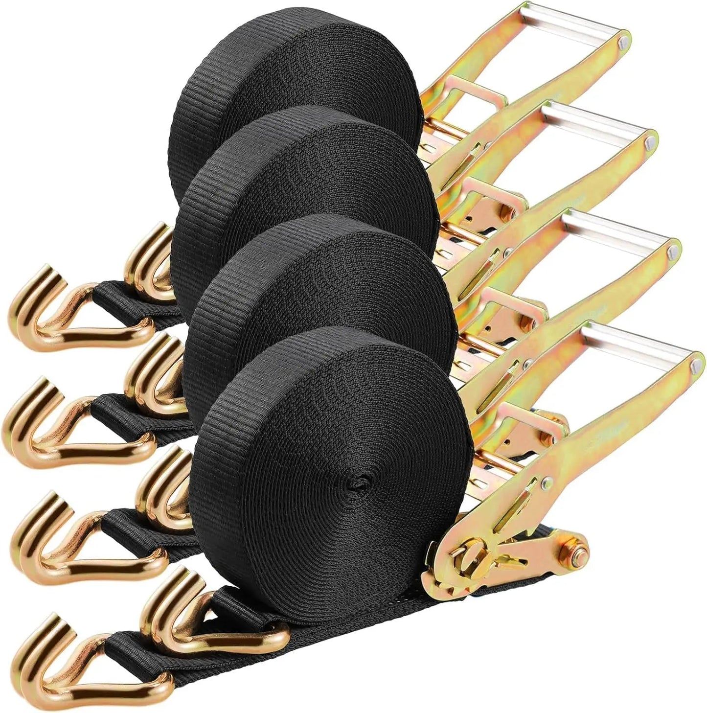9m X 50mm Double J Hook Ratchet Straps (11,000 lbs Break Strength)