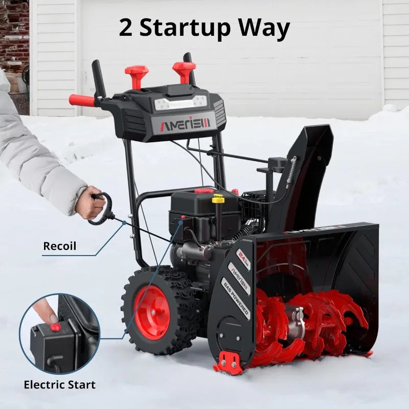 24-Inch Gas Snow Blower with 212cc 4-Cycle OHV Engine, Recoil Start, 40Ft Snow Throwing for Decks, Driveways, and Sidewalks