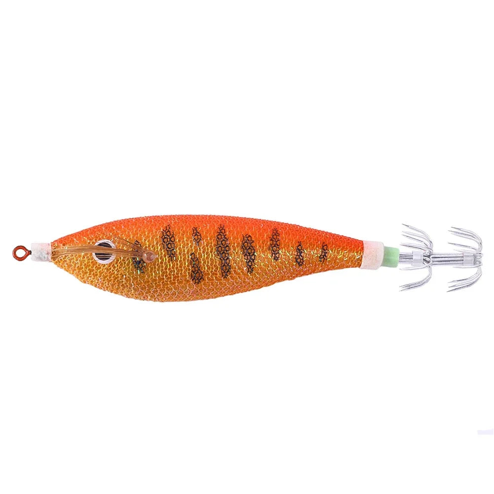 Glowing Horizontal Squid Trolling Lure Jigging Wood Shrimp Hooks Octopus Bait