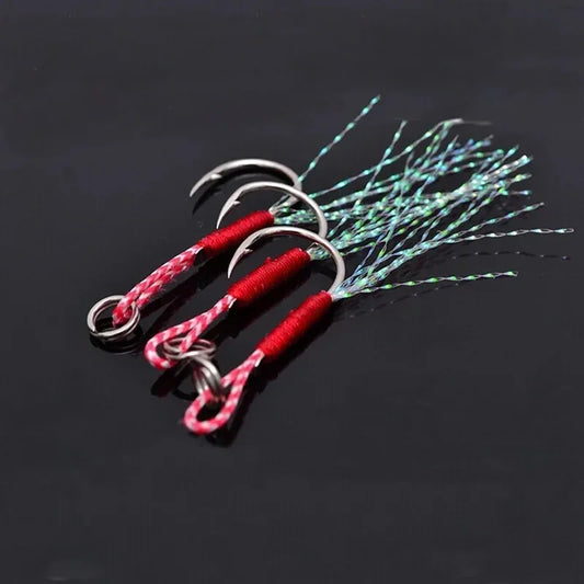 10pcs/Fishing Jigs Assist Hook Barbed Single Jig Hooks