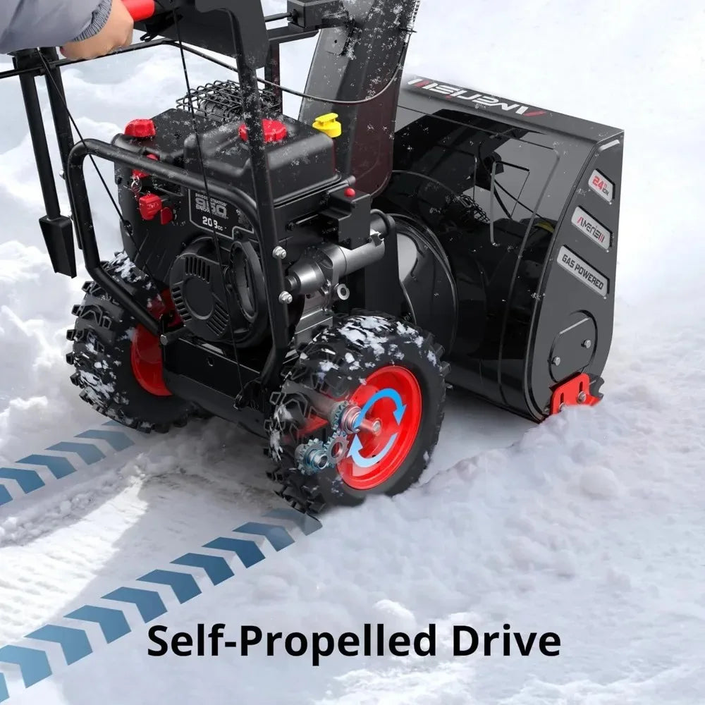 24-Inch Gas Snow Blower with 212cc 4-Cycle OHV Engine, Recoil Start, 40Ft Snow Throwing