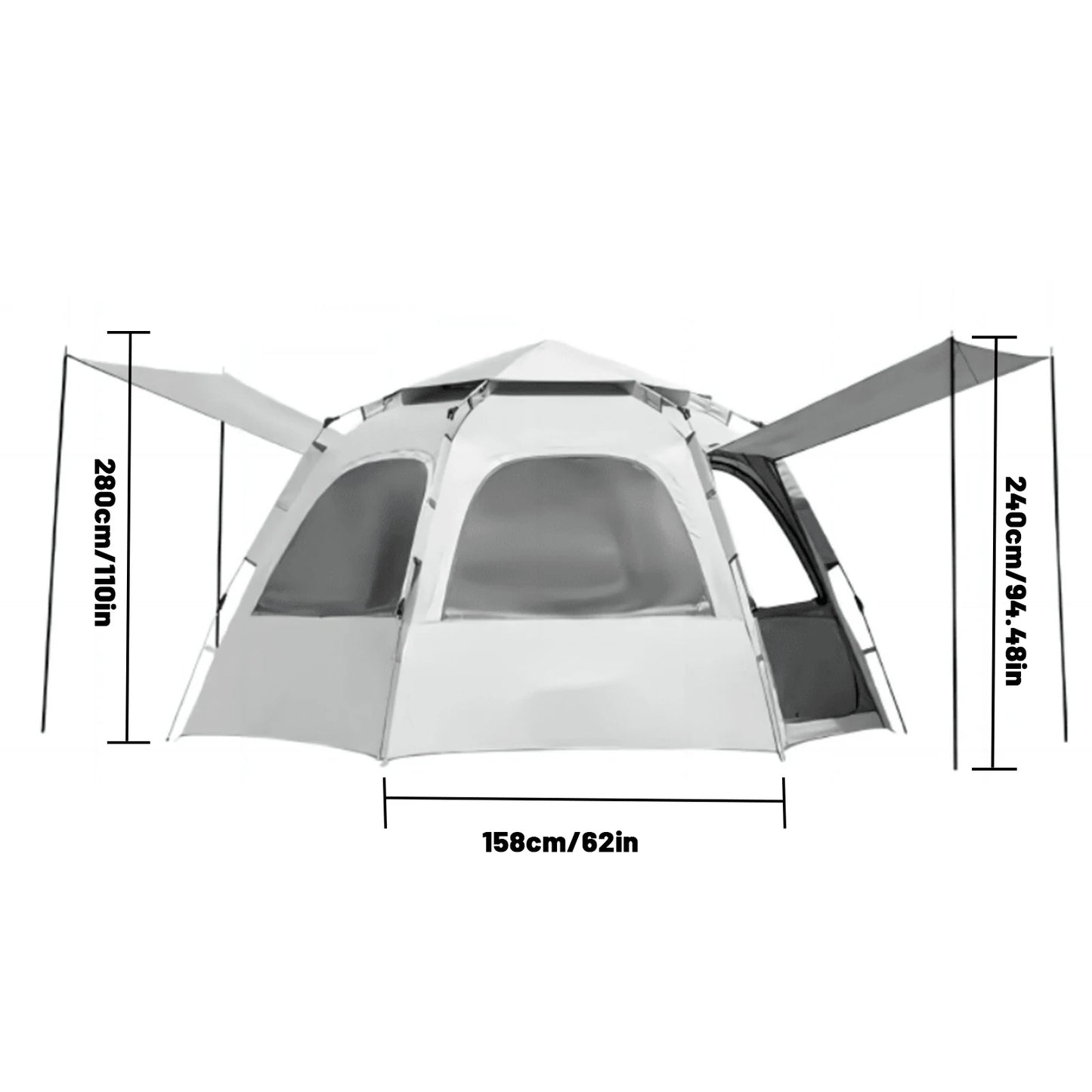 Pop up tents for camping waterproof Windproof for 4 person with Skylight and 2 Doors with Poles