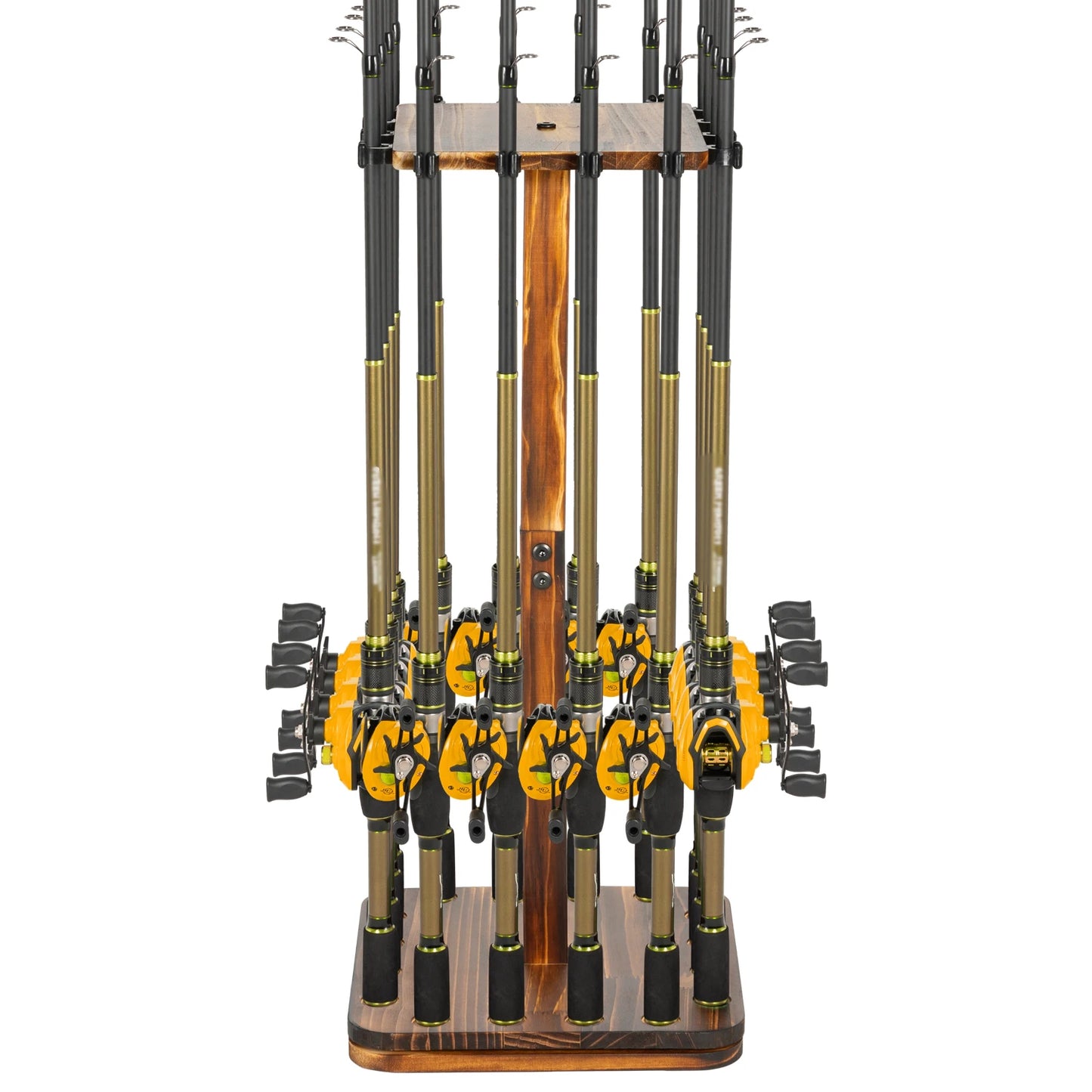 Fishing Rod Holder Rotating Wooden Rod Pole Rack New Style Holds up to 16 rods Fishing