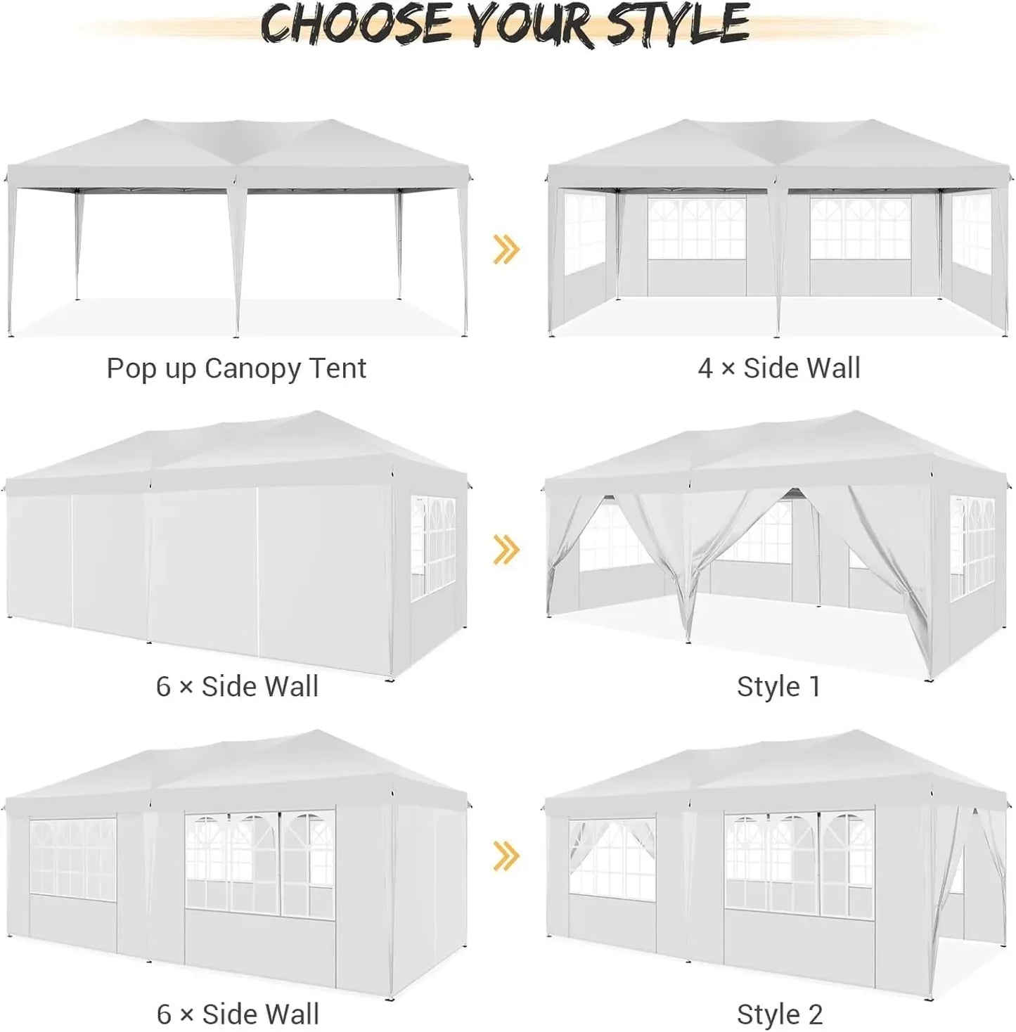 10x20 Pop Up Canopy Tent with Removable Sidewalls Waterproof Commercial Instant Shelter Outdoor Gazebo Party Tent Protable