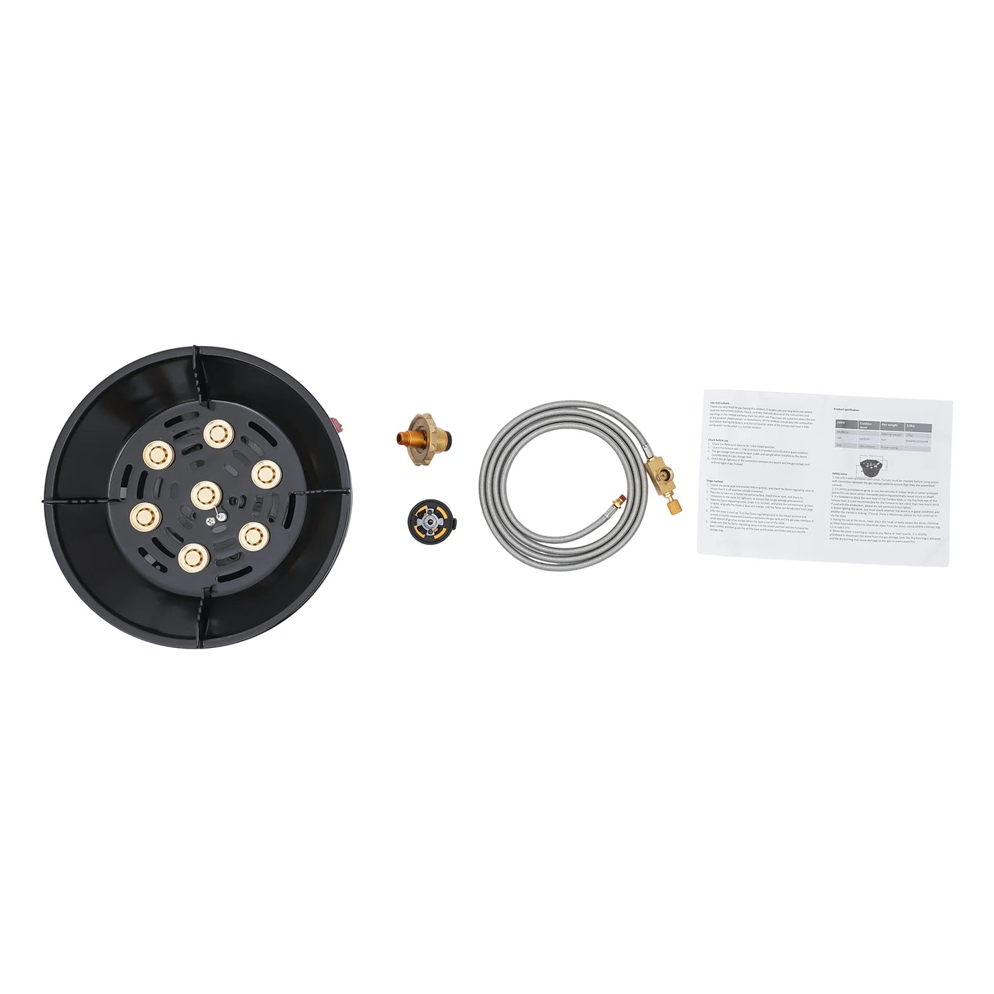 old-Rolled Steel Portable Camping Stove, 72000BTU 3-Adapter Gas Cooker, Windproof Design for Camping Hiking Picnic