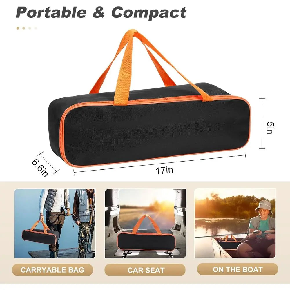 2-Piece Telescopic Fishing Pole Combo with Spinning Reel, Lures, Lip Gripper, and Tackle Bag - Ideal for Saltwater and Freshwater