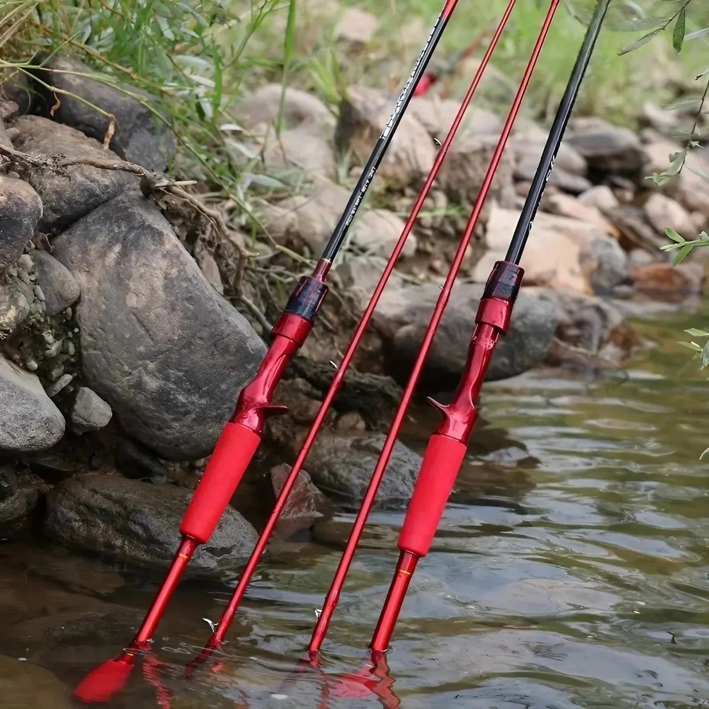 180cm Carbon Fiber Fly Fishing Rod - Red EVA Grip & Ceramic Guide Rings, Ultralight Durable Design for Freshwater/Marine Use