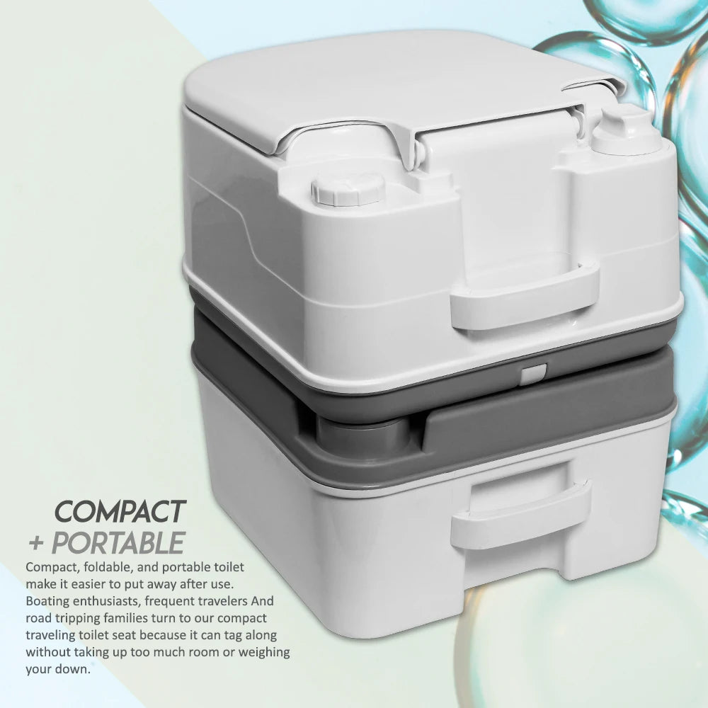 Portable Toilet  with Tissue Storage 5.8 Gallon Indoor Outdoor RV Toilet with Handle Pump Leak-Proof