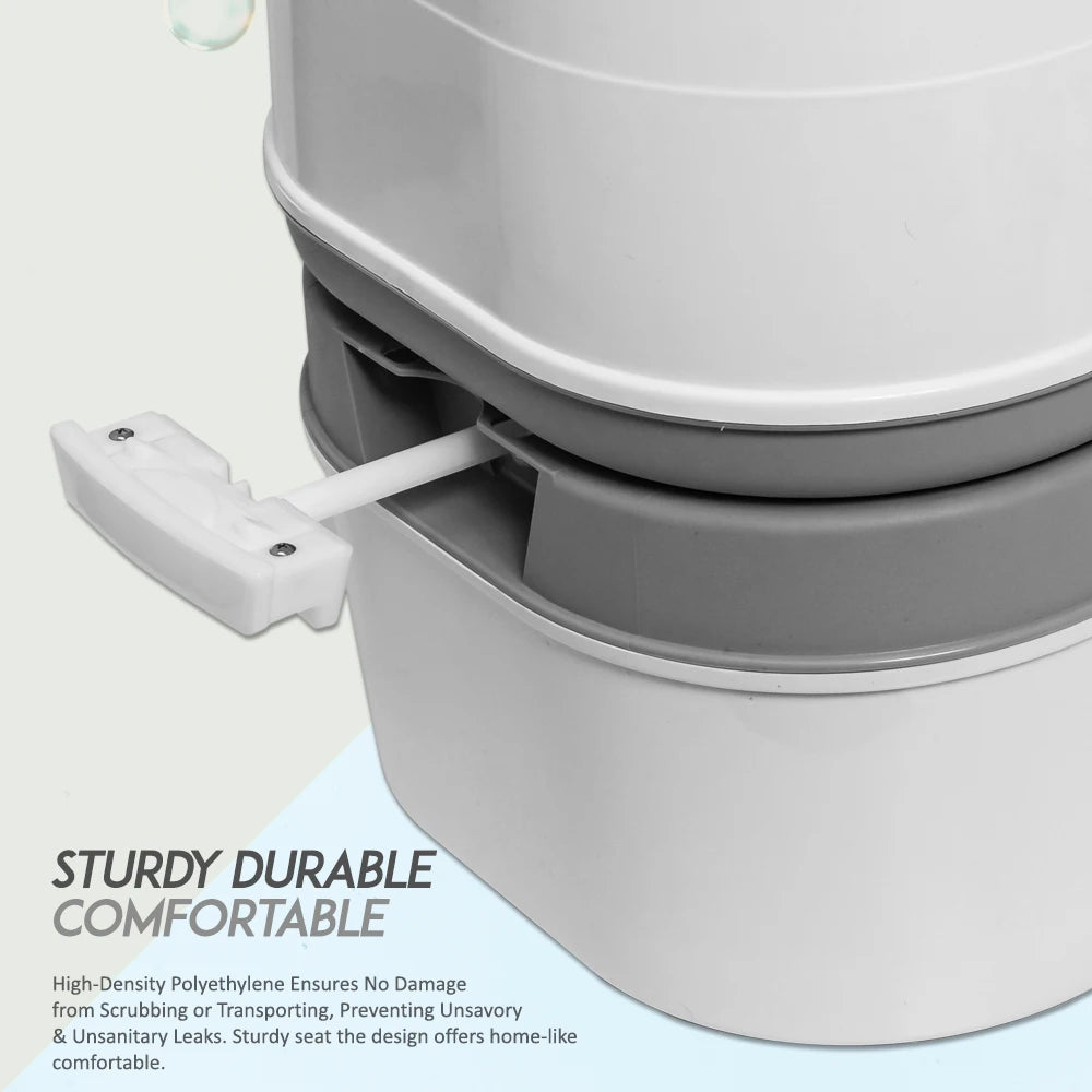 Portable Toilet  with Tissue Storage 5.8 Gallon Indoor Outdoor RV Toilet with Handle Pump Leak-Proof