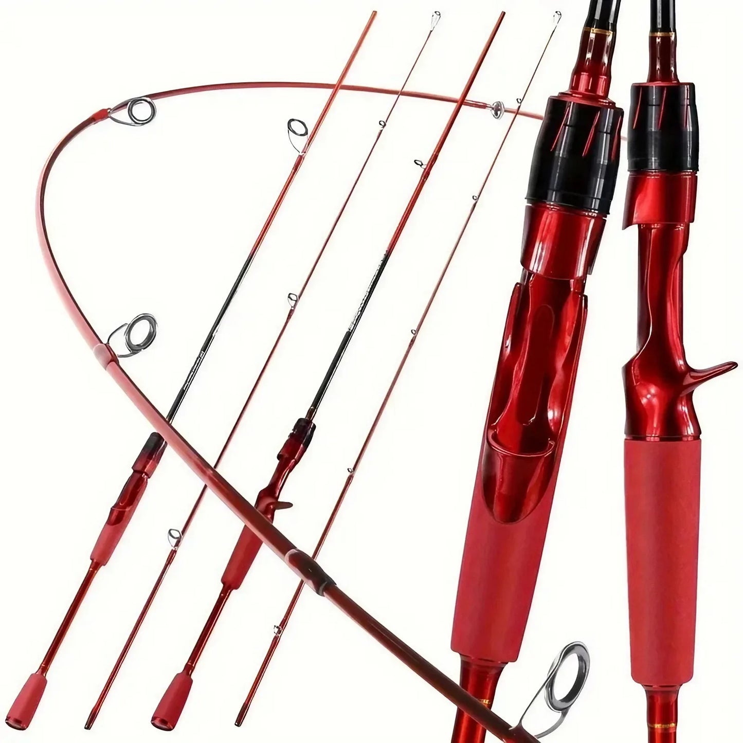 180cm Carbon Fiber Fly Fishing Rod - Red EVA Grip & Ceramic Guide Rings, Ultralight Durable Design for Freshwater/Marine Use