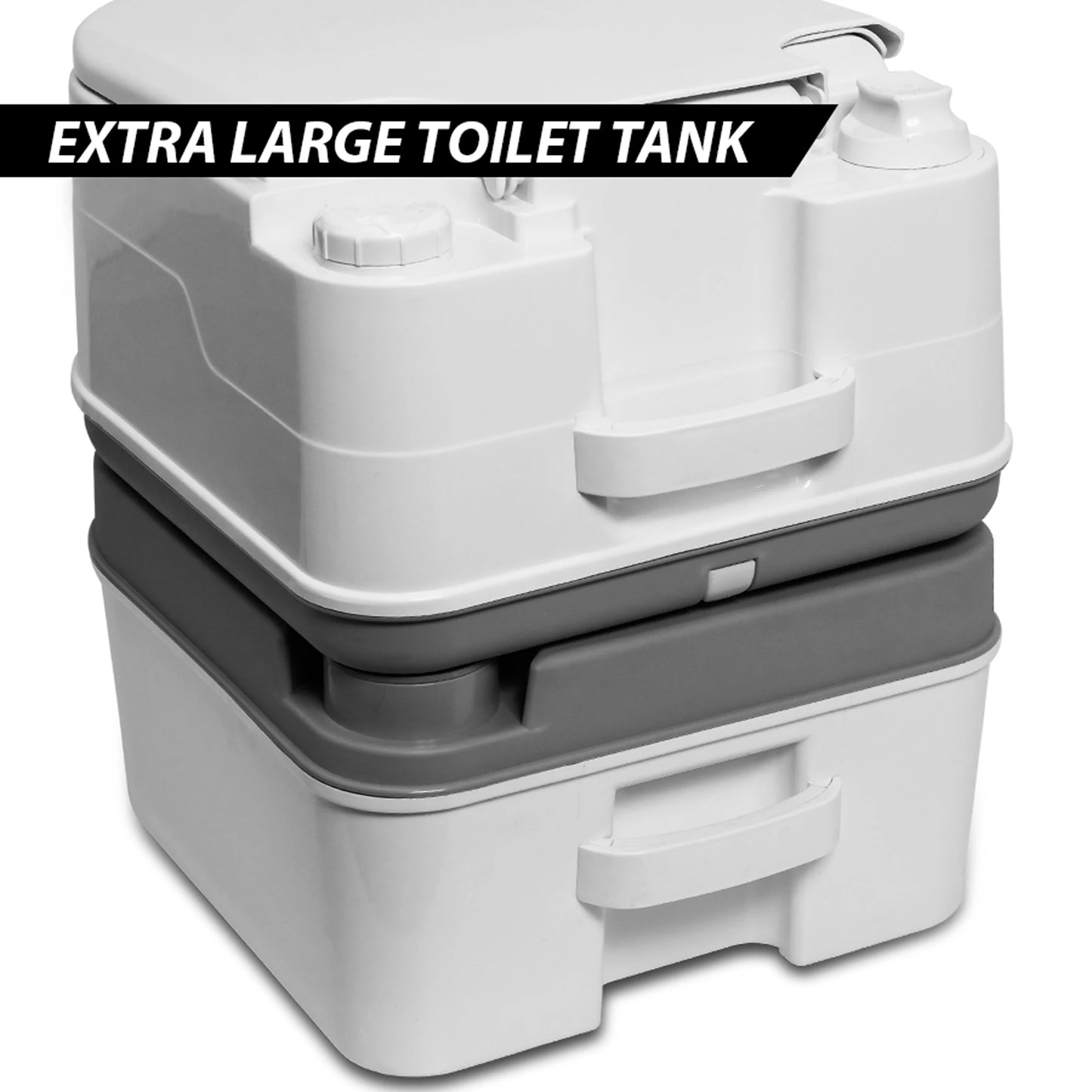 Portable Toilet  with Tissue Storage 5.8 Gallon Indoor Outdoor RV Toilet with Handle Pump Leak-Proof