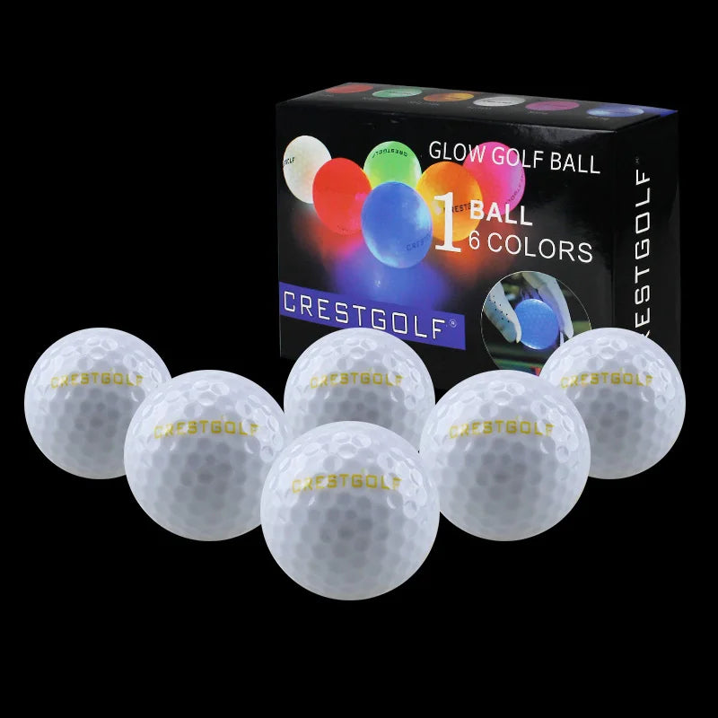 Crestgolf Golf Ball with Logo 3pcs/6pcs/10pcs/30pcs/Pack Night Glow Light Glow LED Golf Ball-Six Color