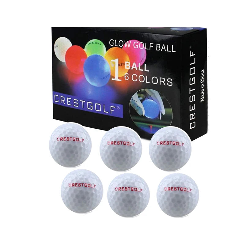 Crestgolf Golf Ball with Logo 3pcs/6pcs/10pcs/30pcs/Pack Night Glow Light Glow LED Golf Ball-Six Color