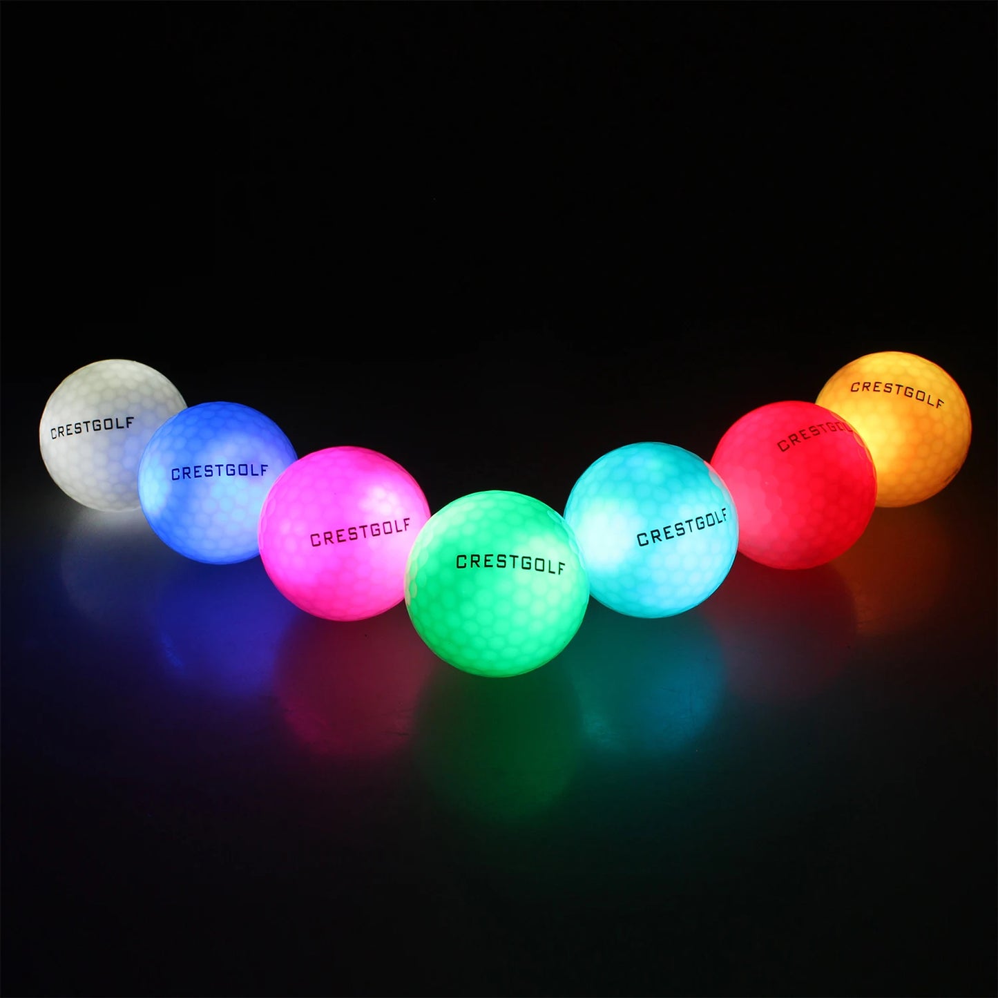 Crestgolf Golf Ball with Logo 3pcs/6pcs/10pcs/30pcs/Pack Night Glow Light Glow LED Golf Ball-Six Color