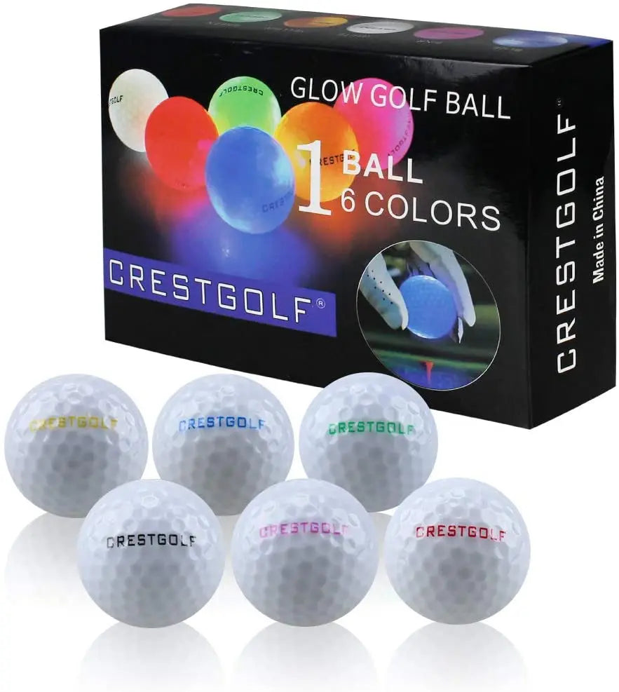 Crestgolf Golf Ball with Logo 3pcs/6pcs/10pcs/30pcs/Pack Night Glow Light Glow LED Golf Ball-Six Color