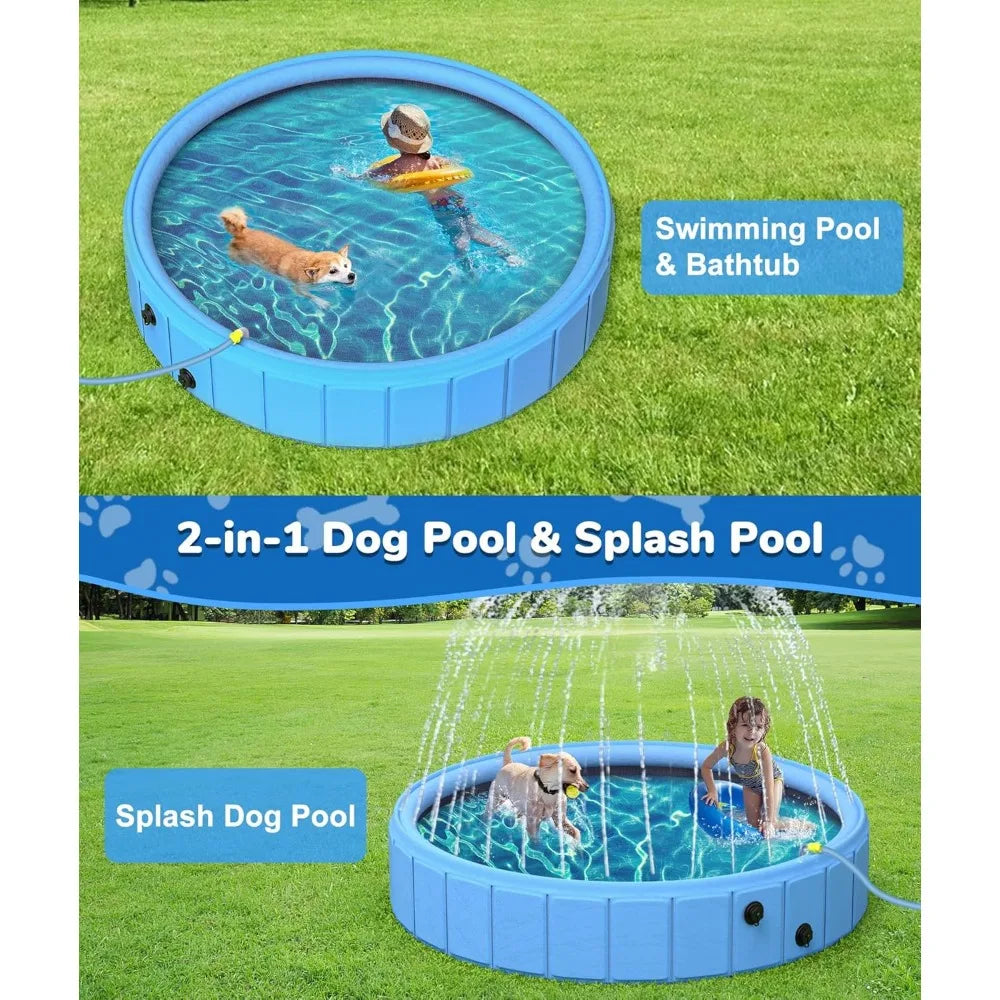 Large collapsible pool - 0.55mm PVC 2 in 1 portable  sprinkler, suitable