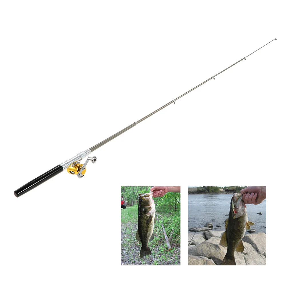 US Fishing Rod Reel Combo Set Mini Telescopic Portable Pocket Pen Fishing Rod Pole + Reel Aluminum Alloy Fishing Line Soft Lures