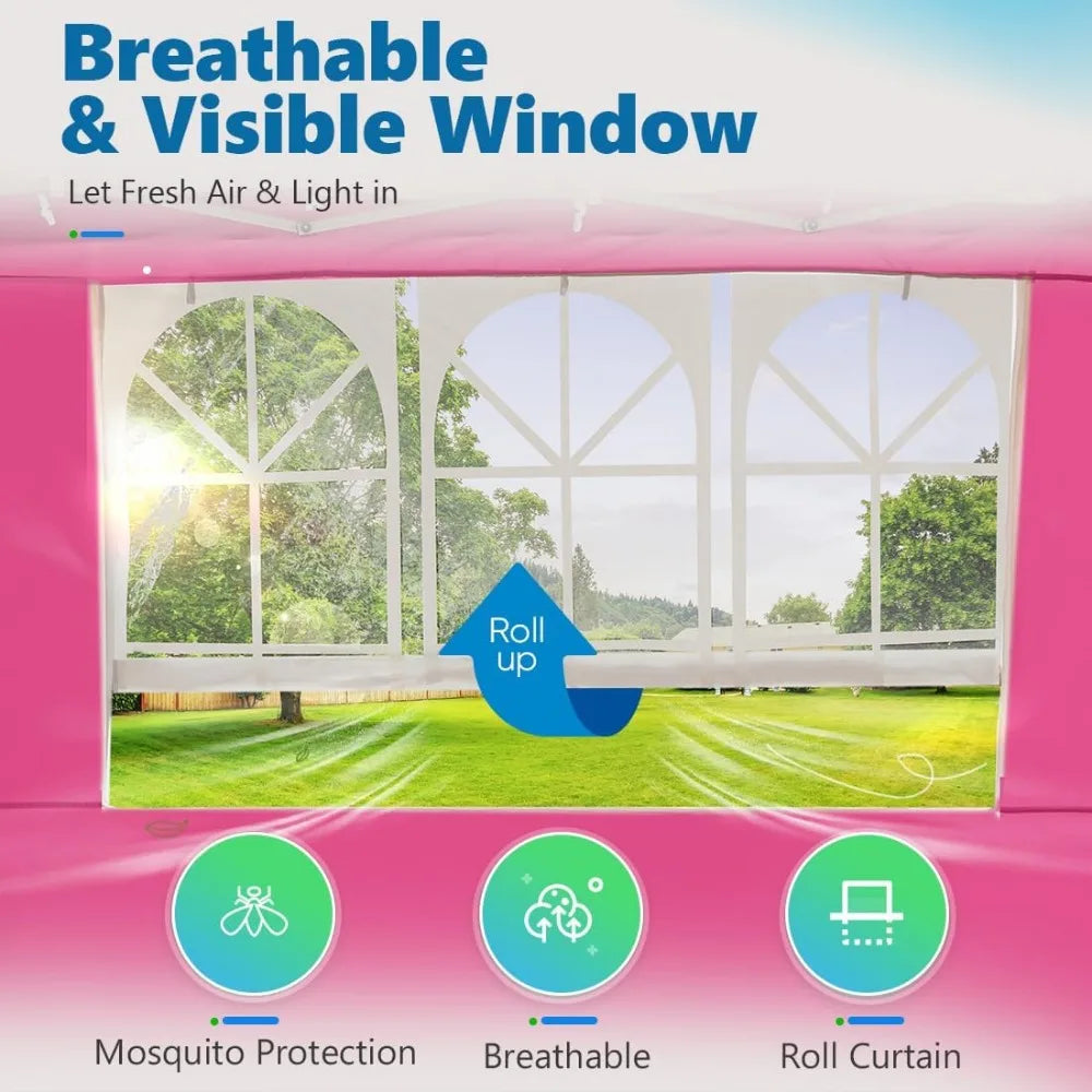 Easy Pop up Canopy Tent 10'x10' with 4 Detachable Window Sidewalls, One Person Setup, Waterproof Outdoor Portable Vendor Event