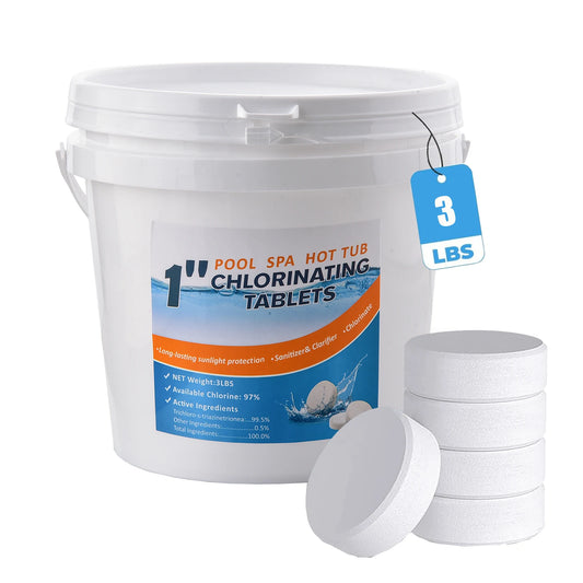 3 lb Bucket of Chlorine Tablets for Pools, 1 Inch