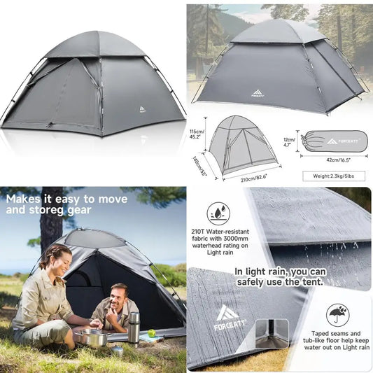 Ultralight 2-Person Dome Tent for Hiking, Festivals, and Outdoor Adventures: Easy Setup, Portable Camping Shelter