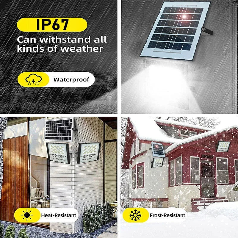 300W LED Solar  Lights Outdoor Flood Lamps Waterproof Spotlight Emergency Lighting Dusk To Dawn Wall Light For Yard Garden