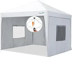 Easy Pop up Canopy Tent 10'x10' with 4 Detachable Window Sidewalls, One Person Setup, Waterproof Outdoor Portable Vendor Event