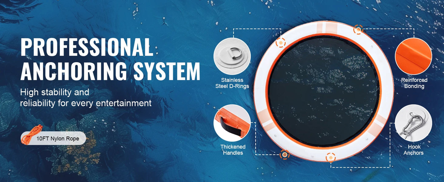 Inflatable Floating Dock 10x8FT Non-Slip Water Detachable Ladder Portable Carrying Bag Floating