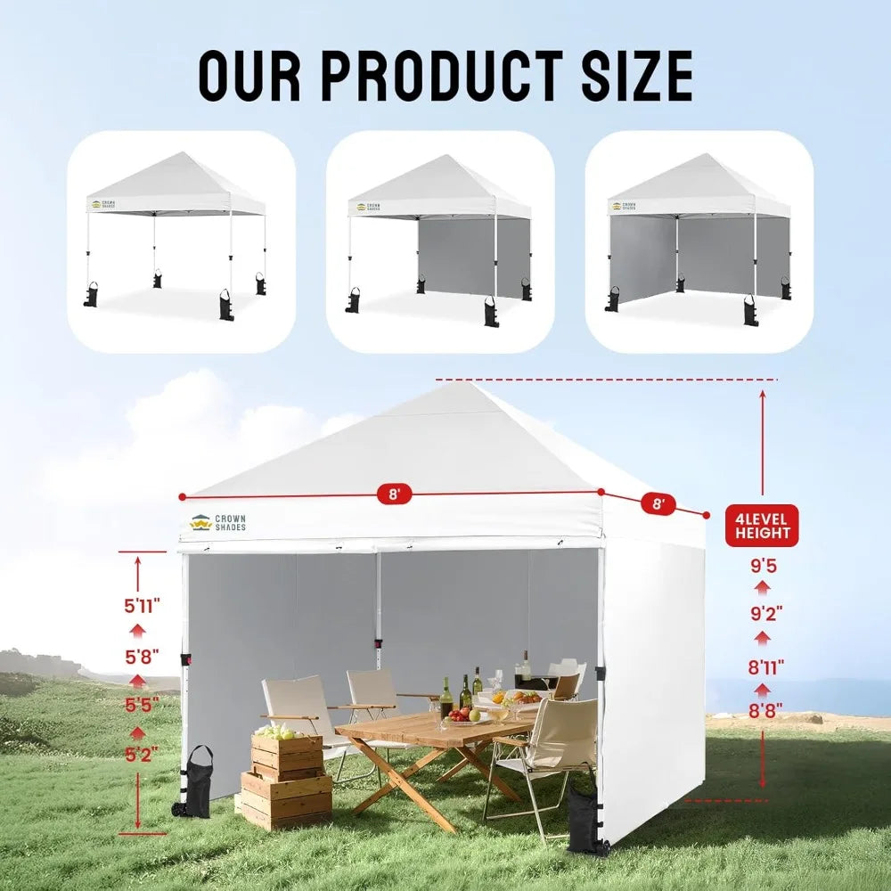 8x8 Pop Up Canopy Tent with 4 Sidewalls, Wheels & Weights, Quick Setup, UV Protection