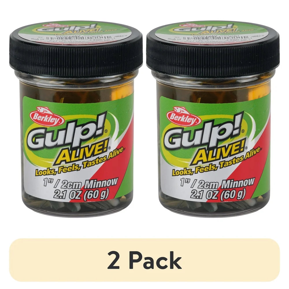 2 Pack Gulp Alive Minnow Lifelike Bait Enhanced Scent Durable Convenient Fishing