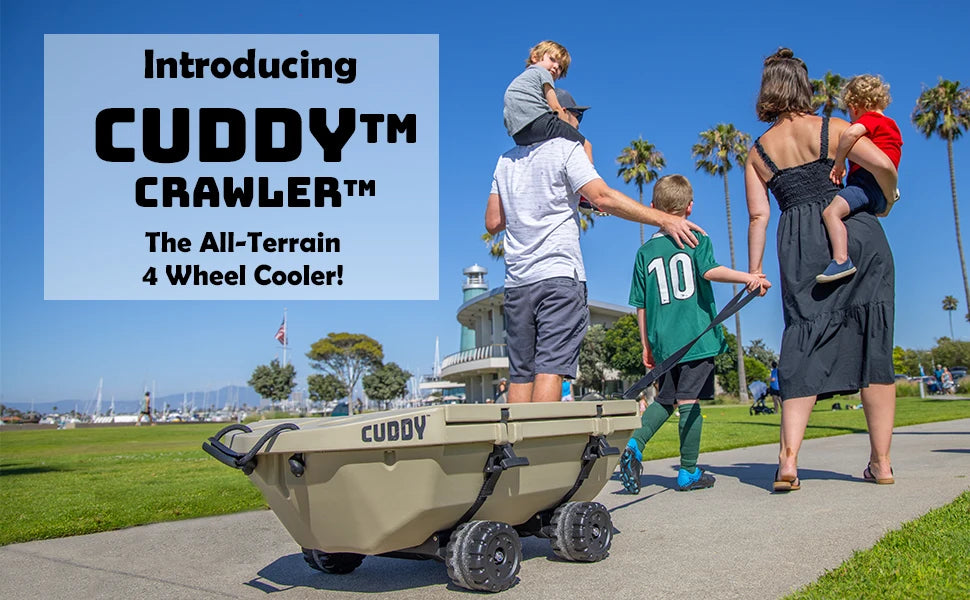 Crawler Cooler with Wheels \\u2013 40 QT Amphibious Floating Cooler and Dry Storage Vessel - Orange, Navy, Tan, or White