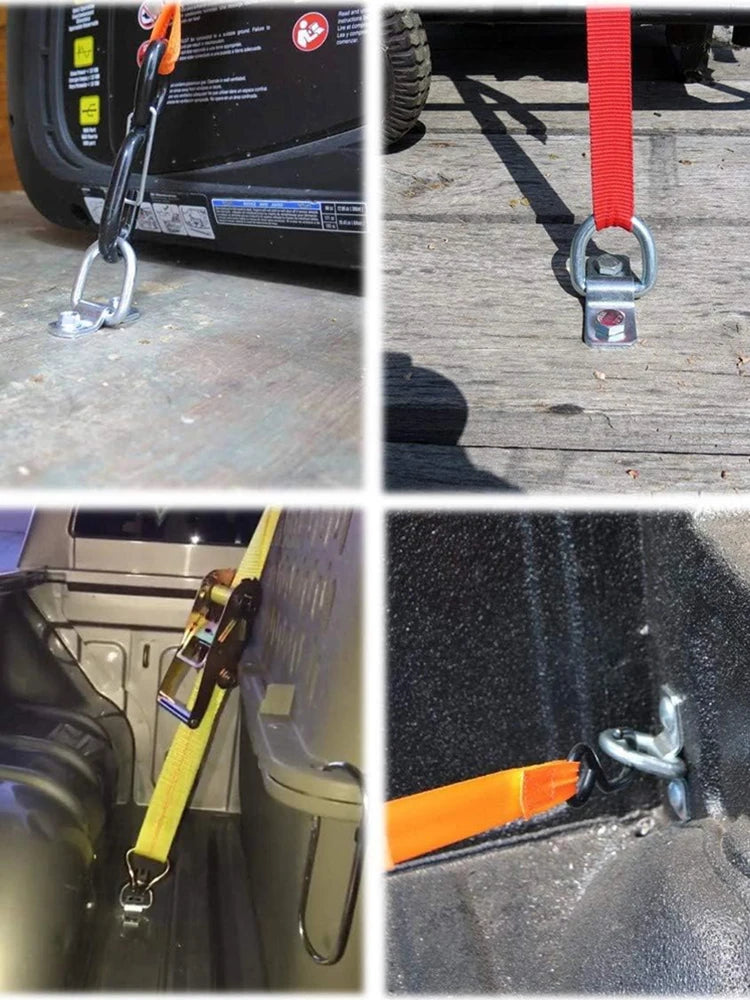 4Pcs 3/8 Truck Bed-trailer -RV Anchors Steel D-Ring Tie Down Anchor 2400LBS