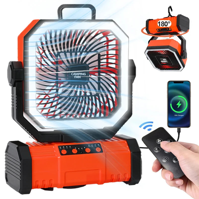Camping Fan 20000mAh High-Capacity Battery LED