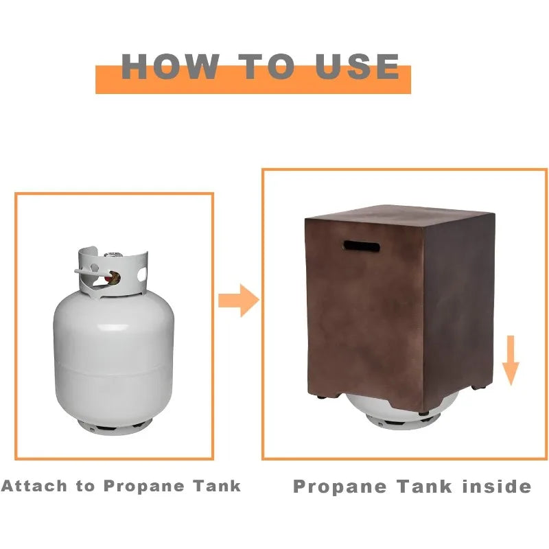 42" Dark 2-Piece Outdoor Propane Firepit Set - 50,000 BTU + 16" Tank Table