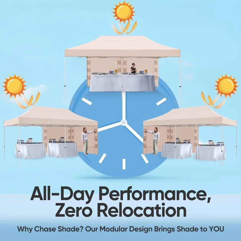 10x20 Heavy Duty Pop up Canopy Tent, Commercial Grade Instant Shelter with Wheeled Bag for Outdoor, Beach, Parties, Markets, 50