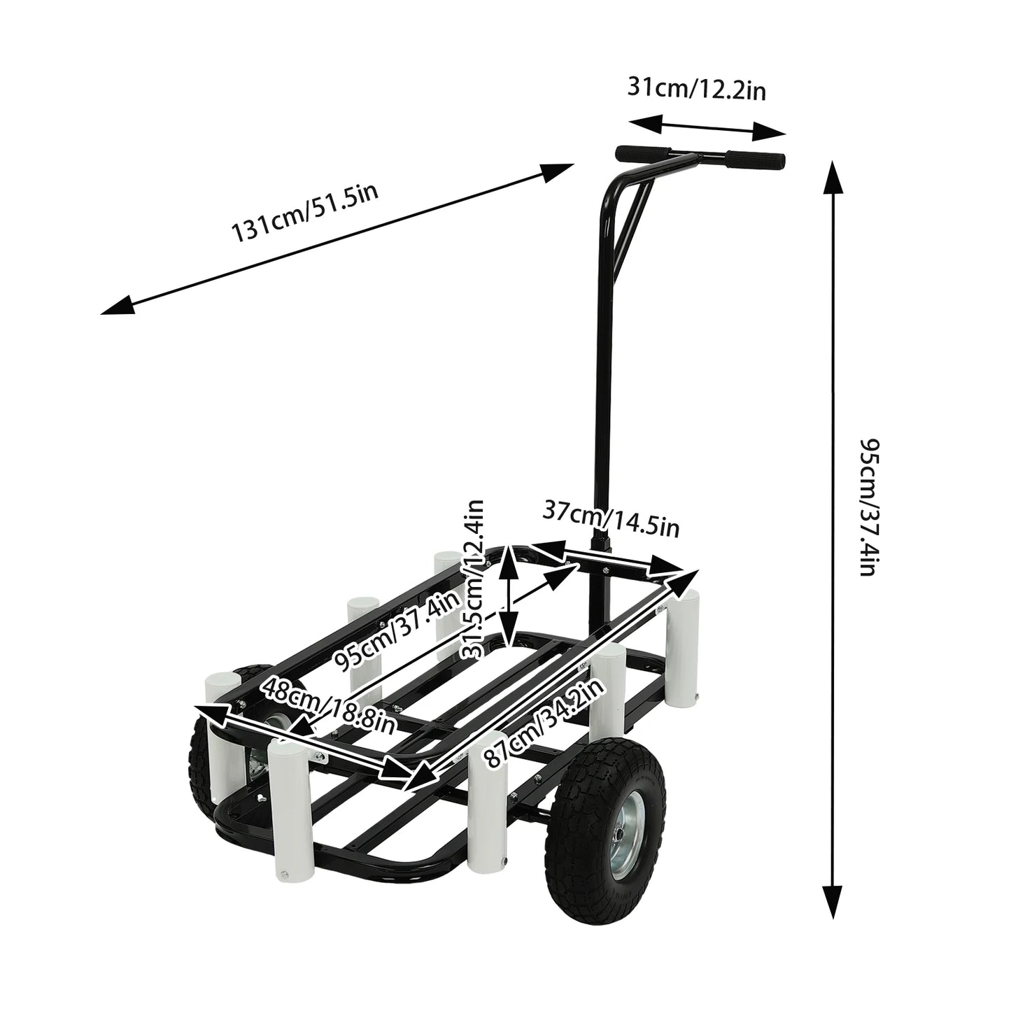 Fishing Cart, 198.42lbs Load Capacity,7 Rod Holders, Large Frame for Fishing Gear,