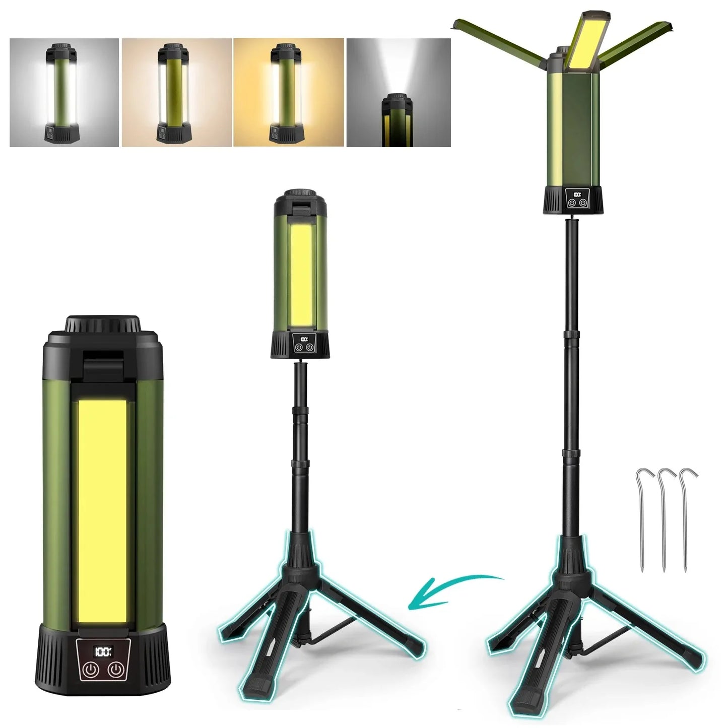 6000mAh LED Outdoors Work Light with Stand Cordless  with COB DimmableTelescopic for Outdoor Campinglight