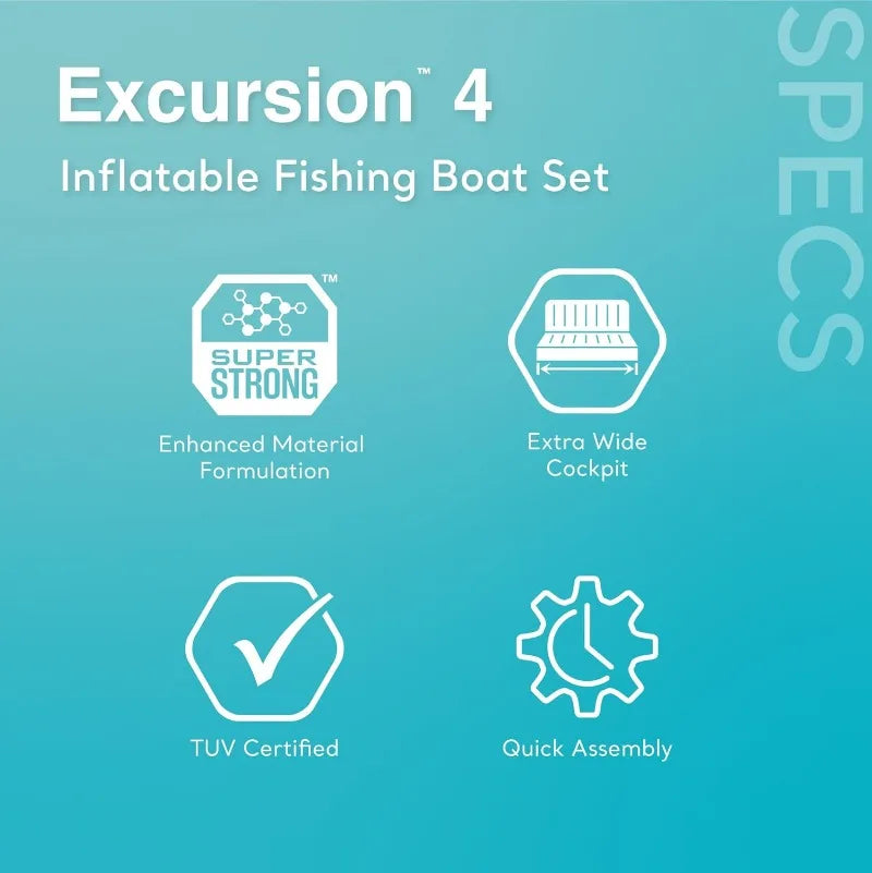 Inflatable Boat Series: Includes Deluxe 54in Boat Oars and High-Output Pump