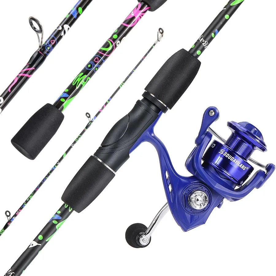 2Piece 6Foot Graphite and Fiberglass Fishing Rod 
and  Reel