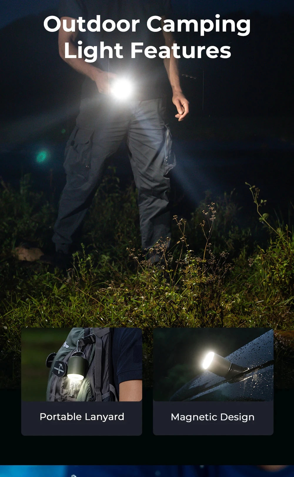 WESTTUNE Tiny Air Pump with Camping Lantern 4.5kPa Air Pump with Magnetic Design for Inflatable Air Mattress Sleeping Pads