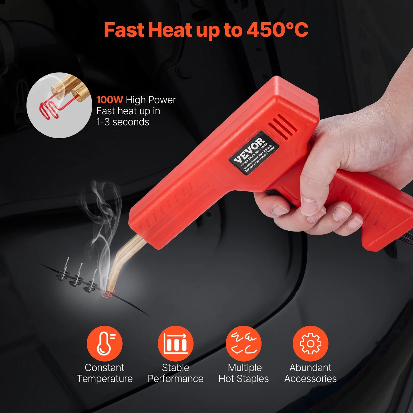 SucceBuy Plastic Welder 100W Plastic Welding Gun with 800PCS Hot Staples Professional Welding Gun Plastic Car Bumper Repair Kit