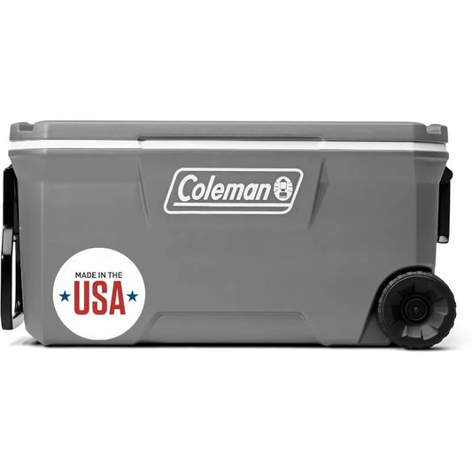 Coleman Classic Series Insulated Portable Wheeled Cooler, Leak-Resistant Outdoor Hard Cooler Keeps Ice up to 5 Days, 100-Quart