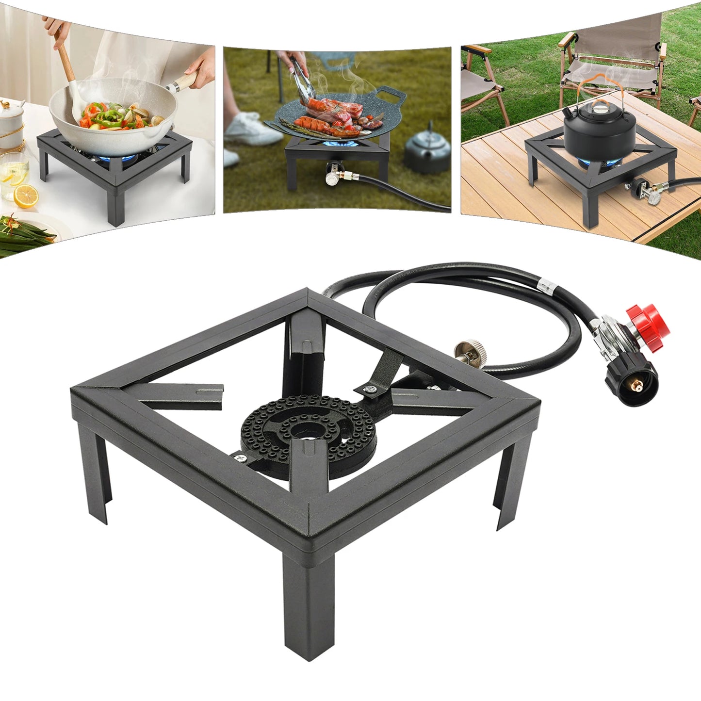 Portable Single Burner Gas Stove  Propane  with Adjustable 0-20Psi Regulator Hose