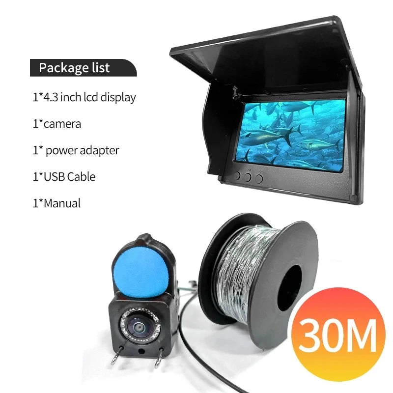 Portable Underwater Fishing Camera with 4.3" LCD Monitor Infrared Night Vision Waterproof