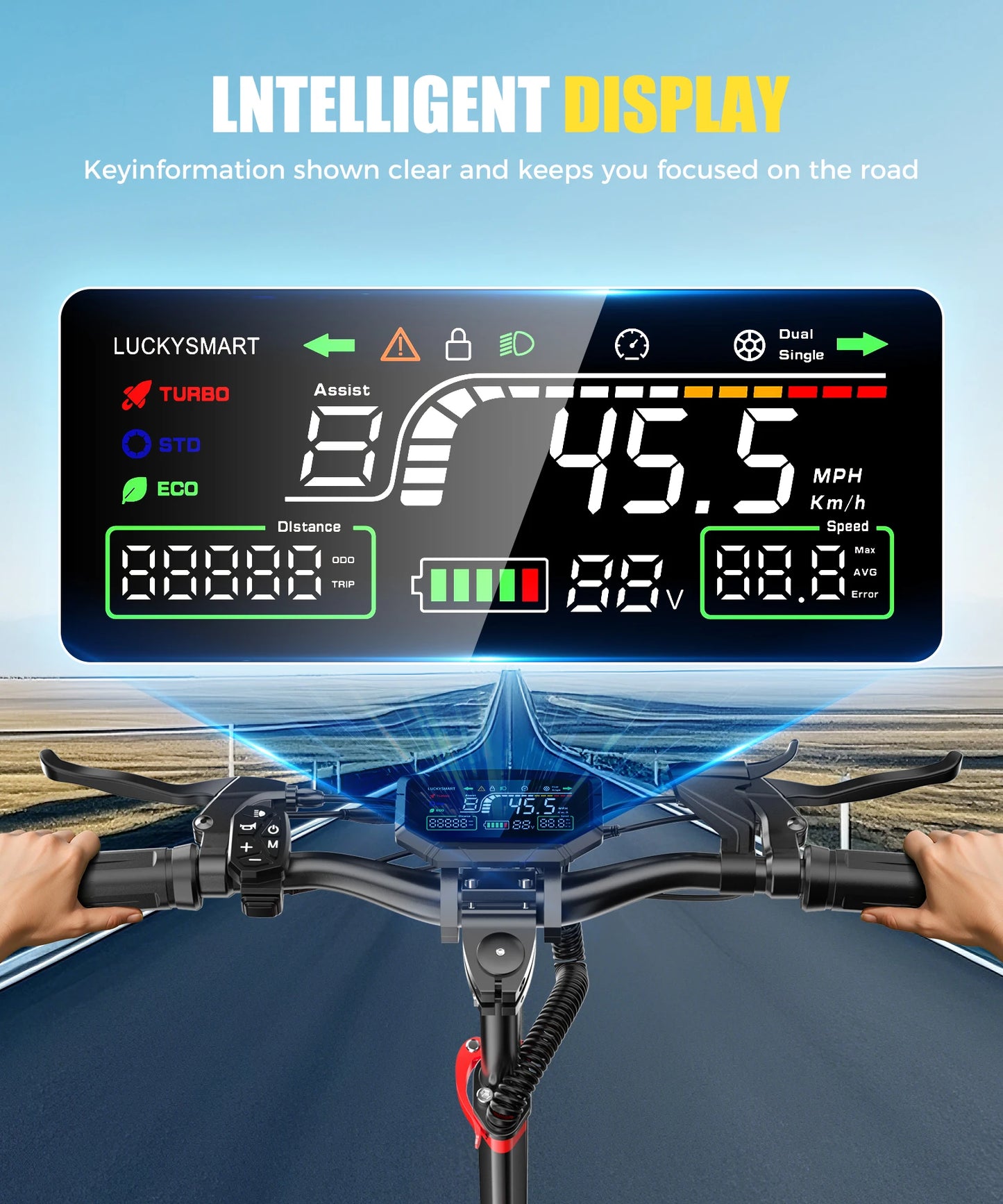 11 inch beach off-road inflatable tire electric scooter 1600W48V18AH lithium battery intelligent folding mini electric scooter